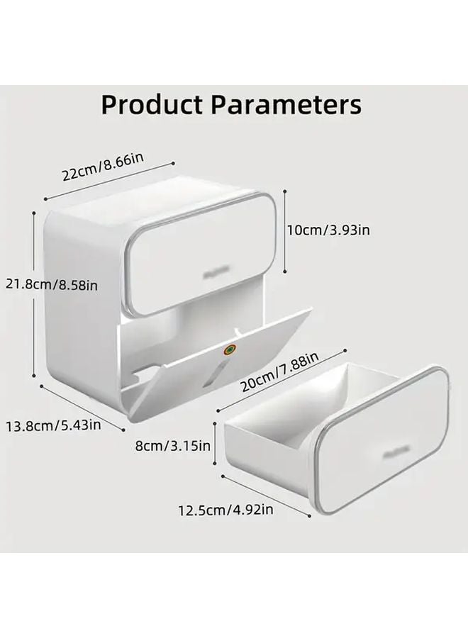 حامل ورق الحائط المعلق 2 قطعة أبيض لا يتطلب التثقيب ديكور الحمام - Image 2
